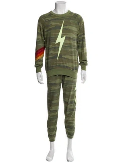 Pre-owned Aviator Nation Camouflage Print Lounge Set In Green