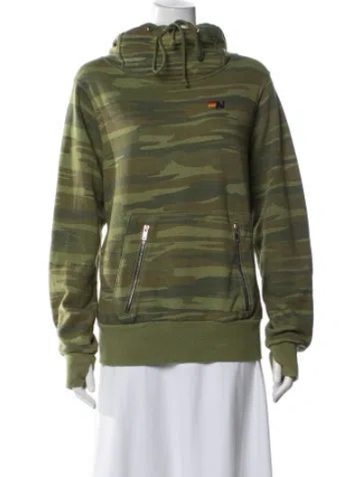 Pre-owned Aviator Nation Camouflage Print Mock Neck Hoodie In Multi