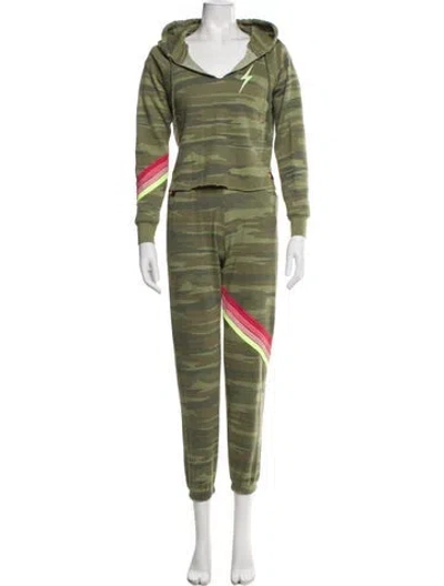 Pre-owned Aviator Nation Camouflage Print Pant Set In Green