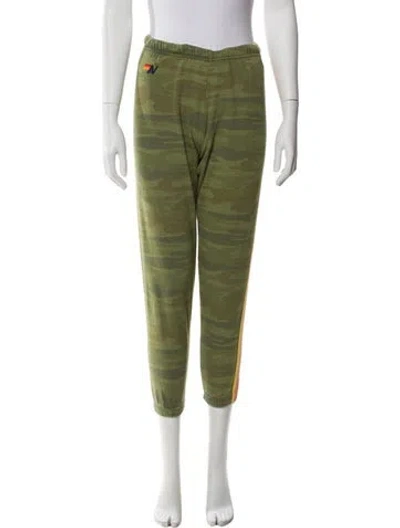 Pre-owned Aviator Nation Camouflage Print Skinny Leg Pants In Green