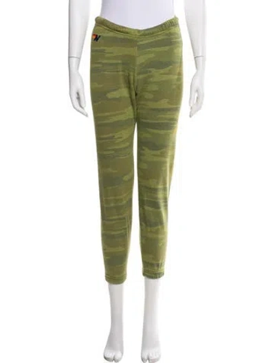 Pre-owned Aviator Nation Camouflage Print Skinny Leg Pants In Green