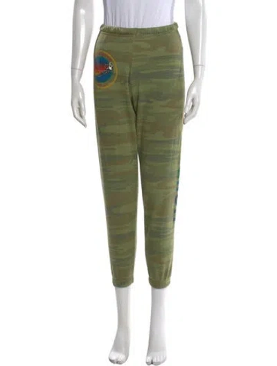 Pre-owned Aviator Nation Camouflage Print Straight Leg Pants In Green