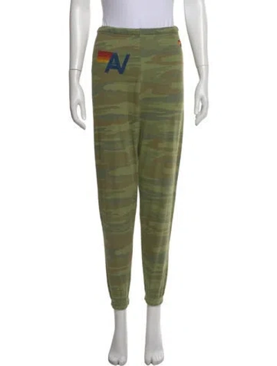Pre-owned Aviator Nation Camouflage Print Straight Leg Pants In Green