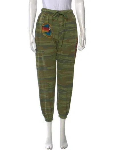 Pre-owned Aviator Nation Camouflage Print Straight Leg Pants In Green