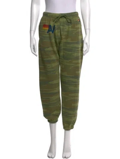 Pre-owned Aviator Nation Camouflage Print Straight Leg Pants In Green