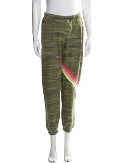 Pre-owned Aviator Nation Camouflage Print Straight Leg Pants In Green