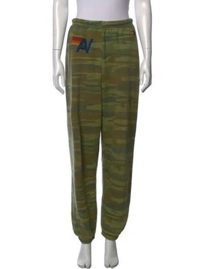 Pre-owned Aviator Nation Camouflage Print Straight Leg Pants In Green