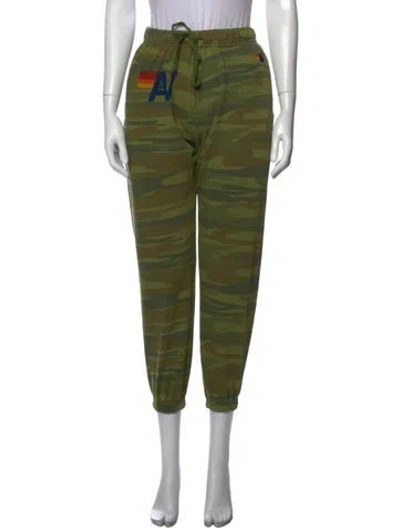 Pre-owned Aviator Nation Camouflage Print Straight Leg Pants In Green