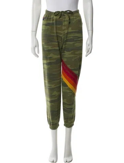 Pre-owned Aviator Nation Camouflage Print Wide Leg Pants In Green