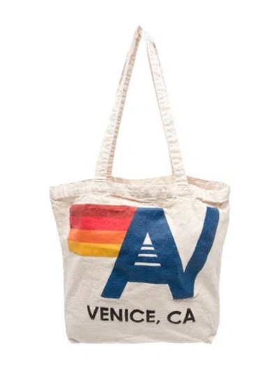 Pre-owned Aviator Nation Canvas Tote In Neutrals