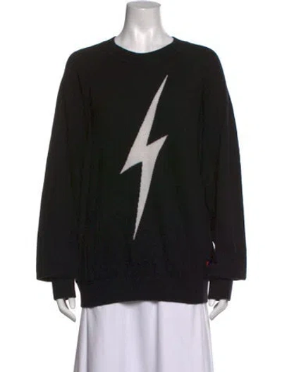 Pre-owned Aviator Nation Cashmere Graphic Print Sweater In Black