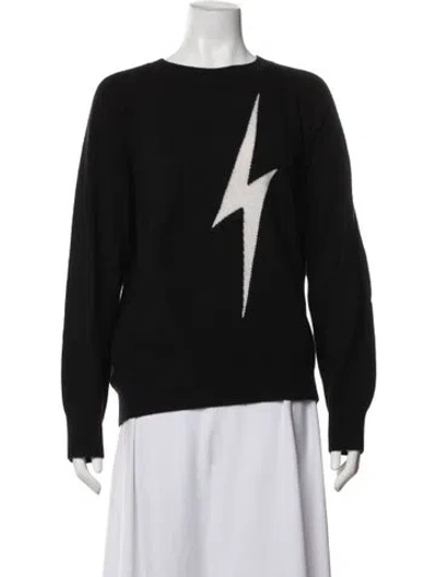 Pre-owned Aviator Nation Cashmere Graphic Print Sweater In Black