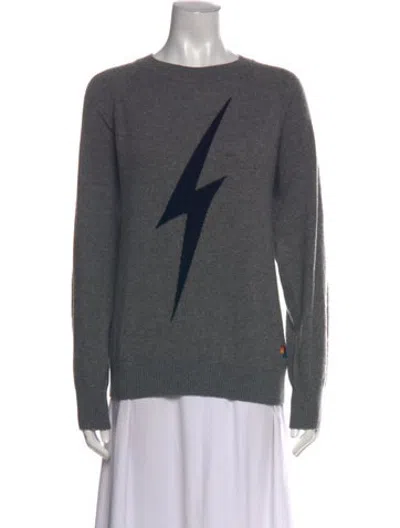 Pre-owned Aviator Nation Cashmere Graphic Print Sweater In Grey