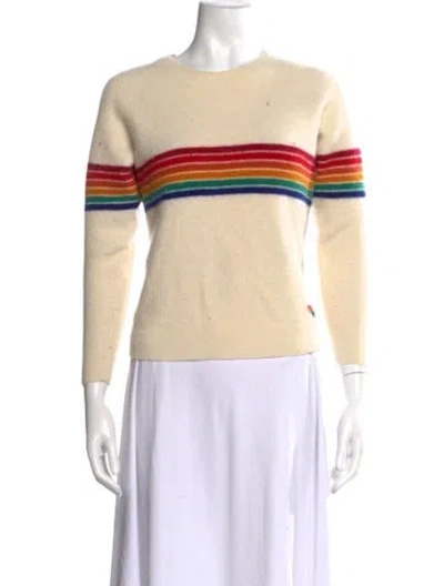 Pre-owned Aviator Nation Cashmere Striped Sweater In Neutrals