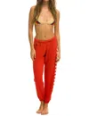 Aviator Nation Checkered Sweatpants In Red/white In Red