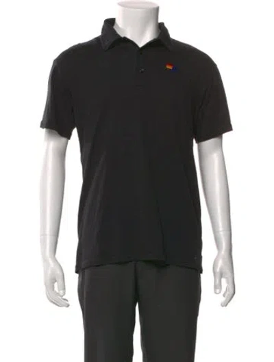 Pre-owned Aviator Nation Collar Short Sleeve Polo Shirt In Black