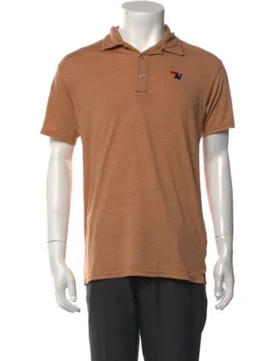 Pre-owned Aviator Nation Collar Short Sleeve Polo Shirt In Neutrals