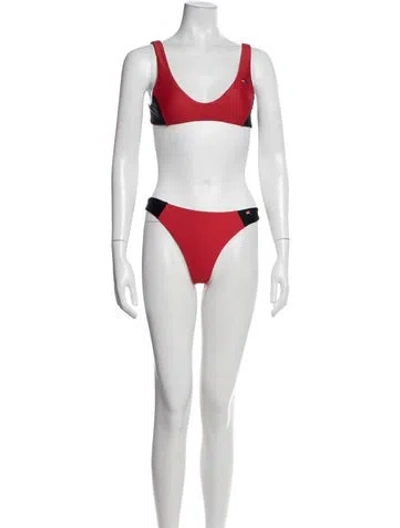 Pre-owned Aviator Nation Colorblock Pattern Bikini In Blue