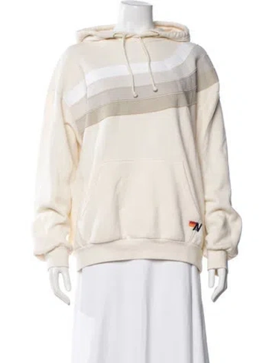 Pre-owned Aviator Nation Colorblock Pattern Crew Neck Hoodie In Neutral