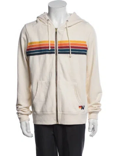 Pre-owned Aviator Nation Colorblock Pattern Crew Neck Hoodie In Neutrals