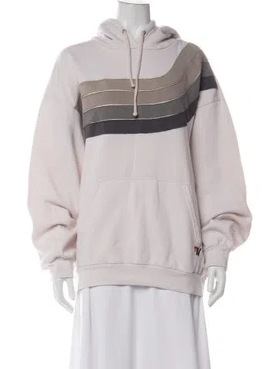 Pre-owned Aviator Nation Colorblock Pattern Crew Neck Hoodie In Pink