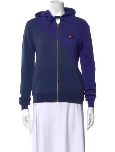 Pre-owned Aviator Nation Colorblock Pattern Crew Neck Hoodie In Purple
