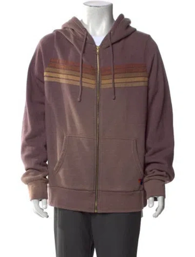 Pre-owned Aviator Nation Colorblock Pattern Crew Neck Hoodie In Purple