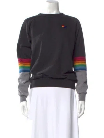 Pre-owned Aviator Nation Colorblock Pattern Crew Neck Sweatshirt In Black