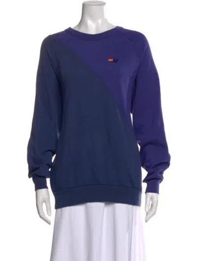 Pre-owned Aviator Nation Colorblock Pattern Crew Neck Sweatshirt In Blue