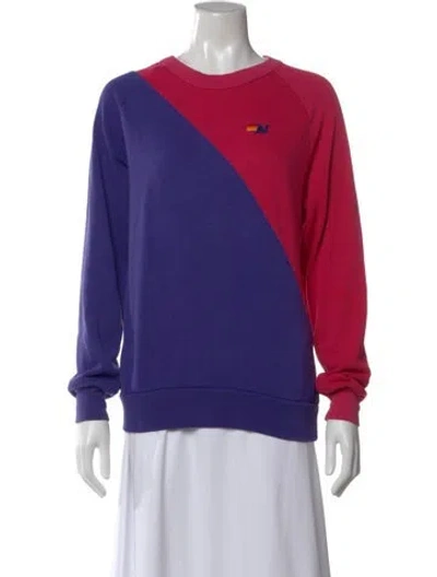 Pre-owned Aviator Nation Colorblock Pattern Crew Neck Sweatshirt In Multi