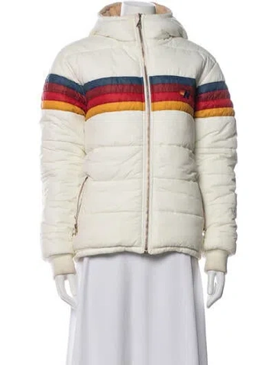 Pre-owned Aviator Nation Colorblock Pattern Down Jacket In Neutrals