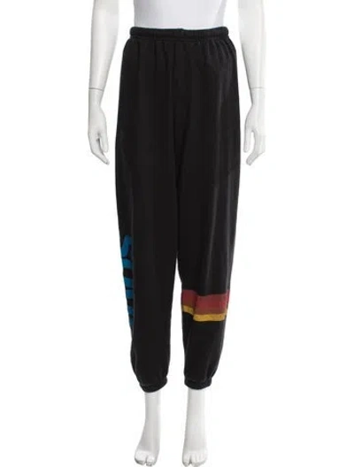 Pre-owned Aviator Nation Colorblock Pattern Embroidered Accent Sweatpants In Black