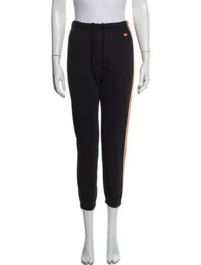 Pre-owned Aviator Nation Colorblock Pattern Embroidered Accent Sweatpants In Black