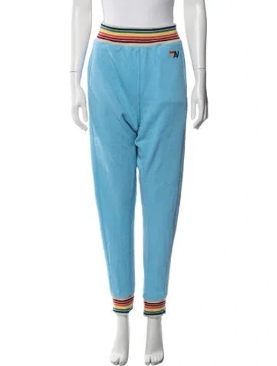 Pre-owned Aviator Nation Colorblock Pattern Embroidered Accent Sweatpants In Blue