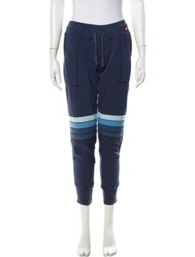 Pre-owned Aviator Nation Colorblock Pattern Embroidered Accent Sweatpants In Blue