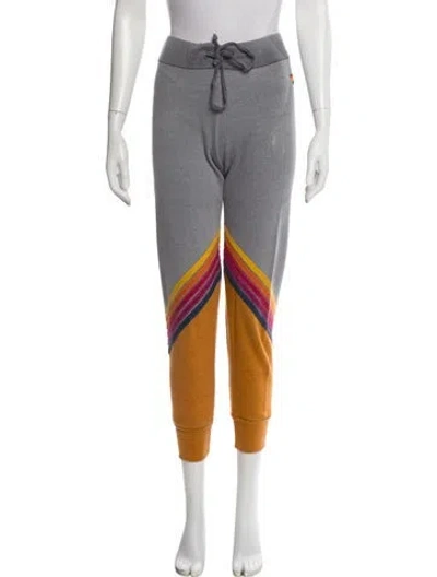 Pre-owned Aviator Nation Colorblock Pattern Embroidered Accent Sweatpants In Gray