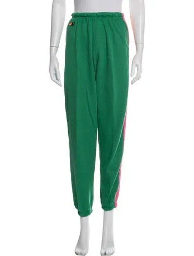 Pre-owned Aviator Nation Colorblock Pattern Embroidered Accent Sweatpants In Green