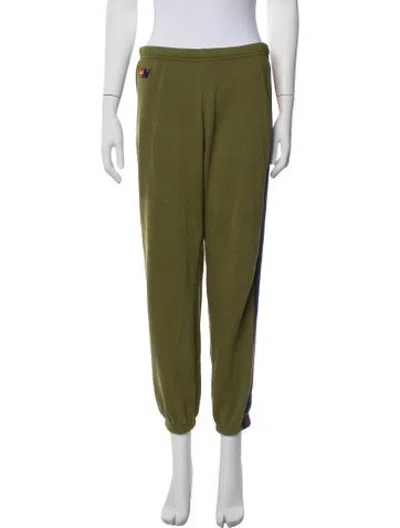 Pre-owned Aviator Nation Colorblock Pattern Embroidered Accent Sweatpants In Green
