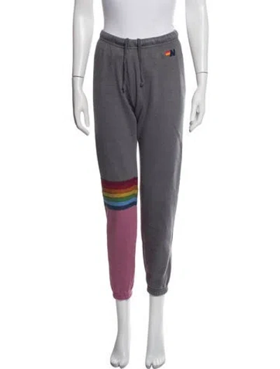 Pre-owned Aviator Nation Colorblock Pattern Embroidered Accent Sweatpants In Grey