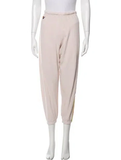 Pre-owned Aviator Nation Colorblock Pattern Embroidered Accent Sweatpants In Neutral