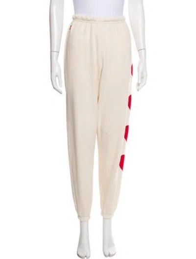 Pre-owned Aviator Nation Colorblock Pattern Embroidered Accent Sweatpants In Neutrals