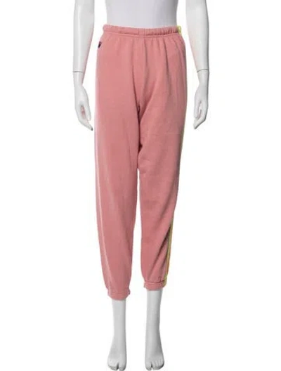 Pre-owned Aviator Nation Colorblock Pattern Embroidered Accent Sweatpants In Pink