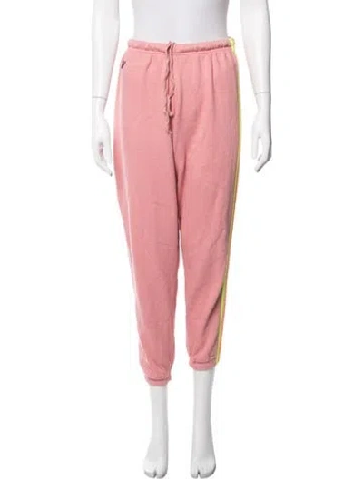 Pre-owned Aviator Nation Colorblock Pattern Embroidered Accent Sweatpants In Pink