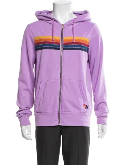 Pre-owned Aviator Nation Colorblock Pattern Jacket In Purple