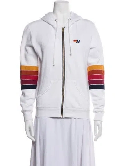 Pre-owned Aviator Nation Colorblock Pattern Jacket In White