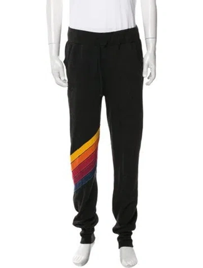 Pre-owned Aviator Nation Colorblock Pattern Lounge Bottoms In Black