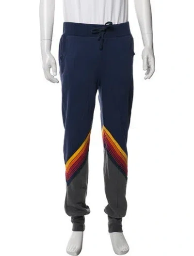Pre-owned Aviator Nation Colorblock Pattern Lounge Bottoms In Blue