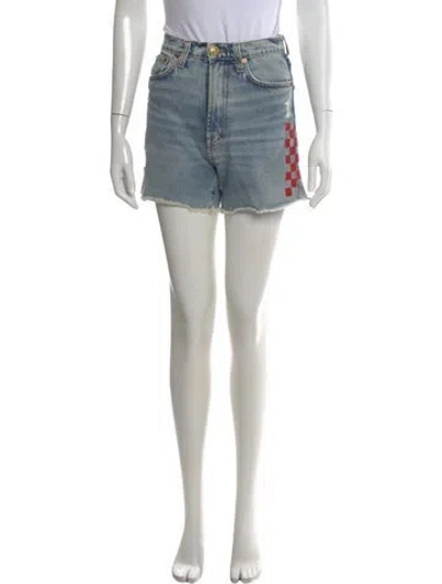 Pre-owned Aviator Nation Colorblock Pattern Mini Shorts In Blue