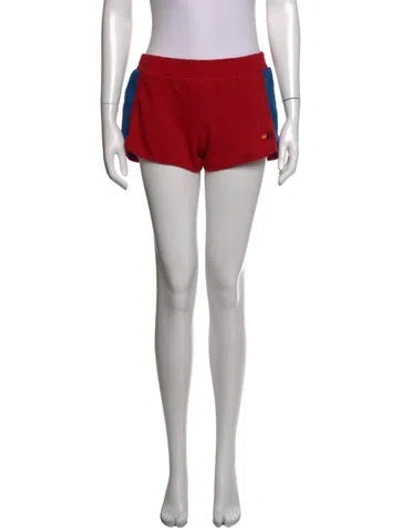 Pre-owned Aviator Nation Colorblock Pattern Mini Shorts In Red