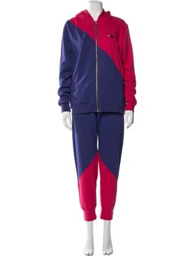Pre-owned Aviator Nation Colorblock Pattern Pant Set In Pink